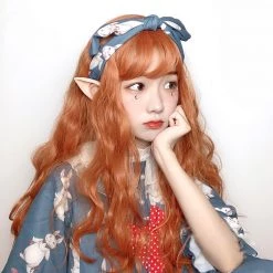 Juwas NEW ARRIVAL Kawaii Elf Ginger Long Curly Wig