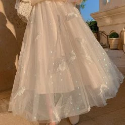 Juwas NEW ARRIVAL Vintage Apricot Lace Maxi Skirt