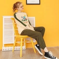 Juwas Sweet Strawberry Embroidered Jogger Pants CLOTHING