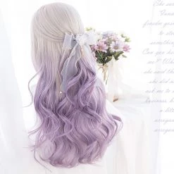 Juwas Fashion & Beauty Lolita Gray Purple Long Curly Wig