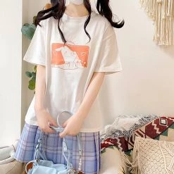 Juwas Japanese Rabbit Print Summer T-shirt NEW ARRIVAL