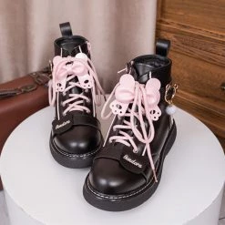 Juwas Bear Paw Bow High Ankle Boots