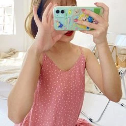 Juwas Polka Dot V-Neck Ruffles Night Dress Pajama NEW ARRIVAL