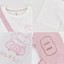 Juwas Pink Pig Basic Shirt With Crossbody Bag