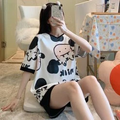 Juwas Milk Cow Print Cotton Pajamas Set CLOTHING 8 Juwas Milk Cow Print Cotton Pajamas Set CLOTHING