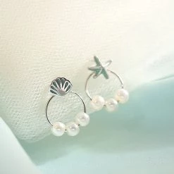 Juwas Sea Shell Irregular Silver Earrings NEW ARRIVAL