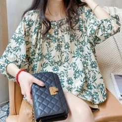 Juwas Vintage Floral Loose Shirt Puff Sleeve Shirt NEW ARRIVAL