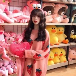 Juwas.com Online Store Cute Strawberry Loose Long Sweater Dress NEW ARRIVAL