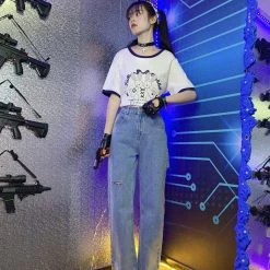 Juwas Cute Double Bunny Stitch Loose T-Shirt NEW ARRIVAL 19 Juwas Cute Double Bunny Stitch Loose T-Shirt NEW ARRIVAL