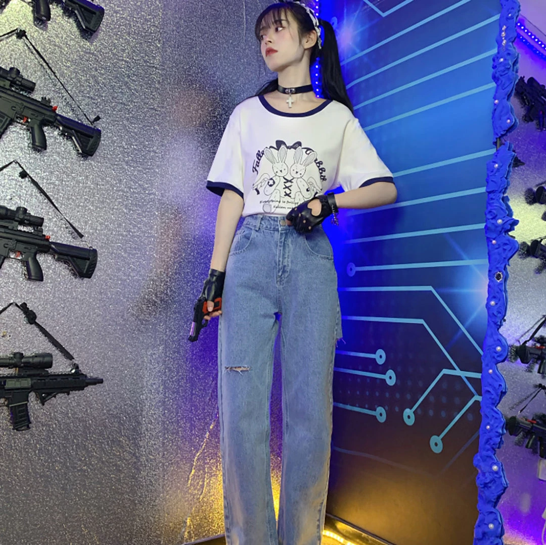 Juwas Cute Double Bunny Stitch Loose T-Shirt NEW ARRIVAL 11 Juwas Cute Double Bunny Stitch Loose T-Shirt NEW ARRIVAL