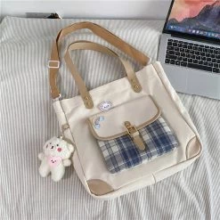 Juwas NEW ARRIVAL Plaid Convertible Canvas Shoulder Bag