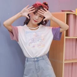 Juwas Rainbow Star Pegasus Graphic Shirt NEW ARRIVAL