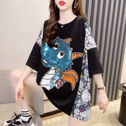 Juwas NEW ARRIVAL Cartoon Dinosaur Loose T-shirt