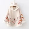Juwas NEW ARRIVAL Japanese Lucky Cat Loose Warm Cloak