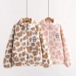 Juwas Cow Pattern Zipper Coat CLOTHING