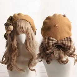 Juwas Plaid Big Bow Beret Hat NEW ARRIVAL