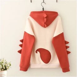 -Juwas Color Block Cartoon Fox Hoodie