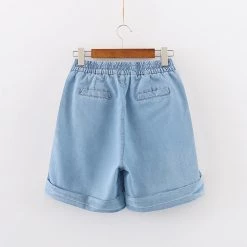 Juwas Cute Ribbon Skater Denim Shorts