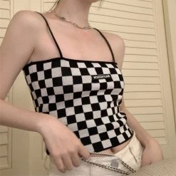 Juwas NEW ARRIVAL Vintage Checkered Crop Top