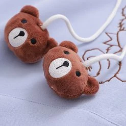 Juwas Bear Embroidery Drawstring Warm Hoodie CLOTHING