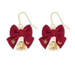 Juwas Fancy Red Bell Ribbon Earrings