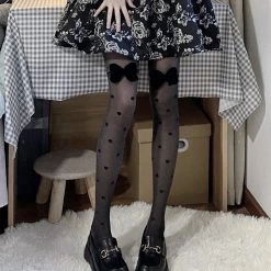 Juwas Bowknot Decor Polka Dots Stockings NEW ARRIVAL