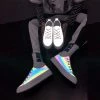 Juwas.com Online Store NEW ARRIVAL Korean Pop Reflective Rainbow Silver Sneakers Shoes