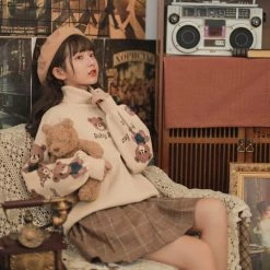 -Juwas Kawaii Baby Bear Mockneck Sweater NEW ARRIVAL