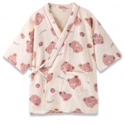 Juwas Brown Bear Cotton Pajama Robe Top And Shorts Set NEW ARRIVAL