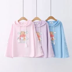 Juwas Strawberry Bear Drawstring Hoodie