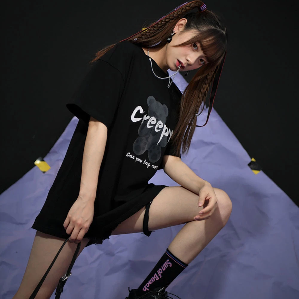 Juwas Punk Creepy Black N White T-Shirt 7 Juwas Punk Creepy Black N White T-Shirt