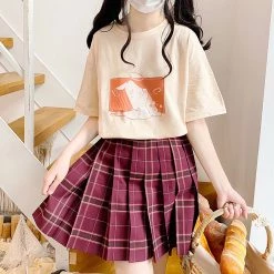 Juwas Japanese Rabbit Print Summer T-shirt NEW ARRIVAL