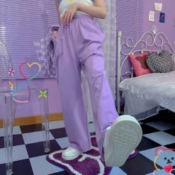 Juwas High Waist Ripped Loose Trouser