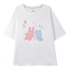 Juwas Kawaii Mr. Bear Basic Graphic T-Shirt NEW ARRIVAL