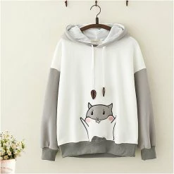 Juwas.com Online Store Kawaii Little Hamster Print Hoodie NEW ARRIVAL