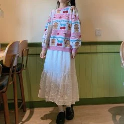 Juwas CLOTHING Lovely Lace Elastic Waist Skirt