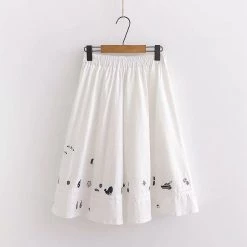 Juwas Kawaii Linen Ocean Embroidery Skirt NEW ARRIVAL