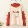 -Juwas Color Block Cartoon Fox Hoodie