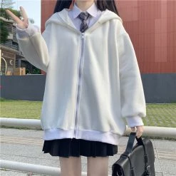 Juwas Bunny Ear Zipper Jacket CLOTHING