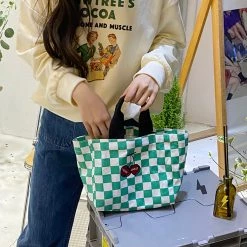 Juwas Cool Checkered Pattern Hand Bag