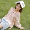 Juwas NEW ARRIVAL Kawaii Pastel Pink Off Shoulder Doll Blouse