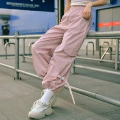 Juwas Cool Street Buckle Loose Jogger Cargo Pants NEW ARRIVAL