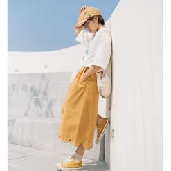 Juwas NEW ARRIVAL Chic Basic Mustard Loose Square Pants