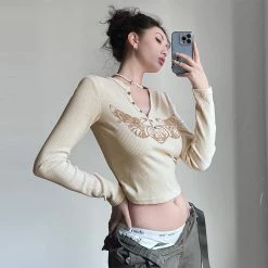 Juwas NEW ARRIVAL Angel Heart Print Long Sleeve T-Shirt