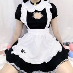 Juwas NEW ARRIVAL Chic Maid Cosplay Cat Paw Hollow Out Mini Dress