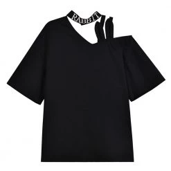 Juwas Harajuku Black Off The Shoulder T-Shirt