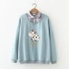 Juwas CLOTHING Cartoon Cow Print Fake Two Piece Sweatshirt