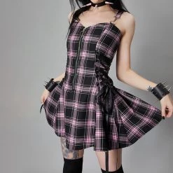 Juwas Gothic Plaid Mini Dress CLOTHING 16 Juwas Gothic Plaid Mini Dress CLOTHING
