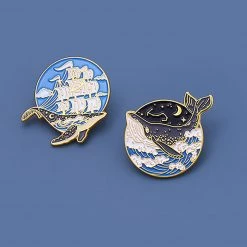 Juwas Cool Big Blue Whale Mini Brooch Pin