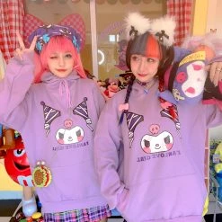 Juwas Harajuku Cartoon Print Loose Warm Hoodie CLOTHING